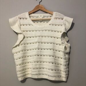 H&M Crochet Size XXL Ivory Knit Cropped Top